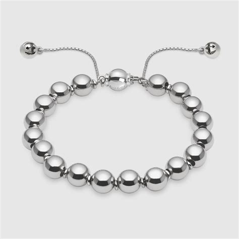 gucci silver boule beaded bracelet|Gucci sterling silver charm bracelet.